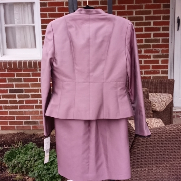 NWT Silk Sharagano mauve suit balzer/skirt suit size 10 - Picture 7 of 17